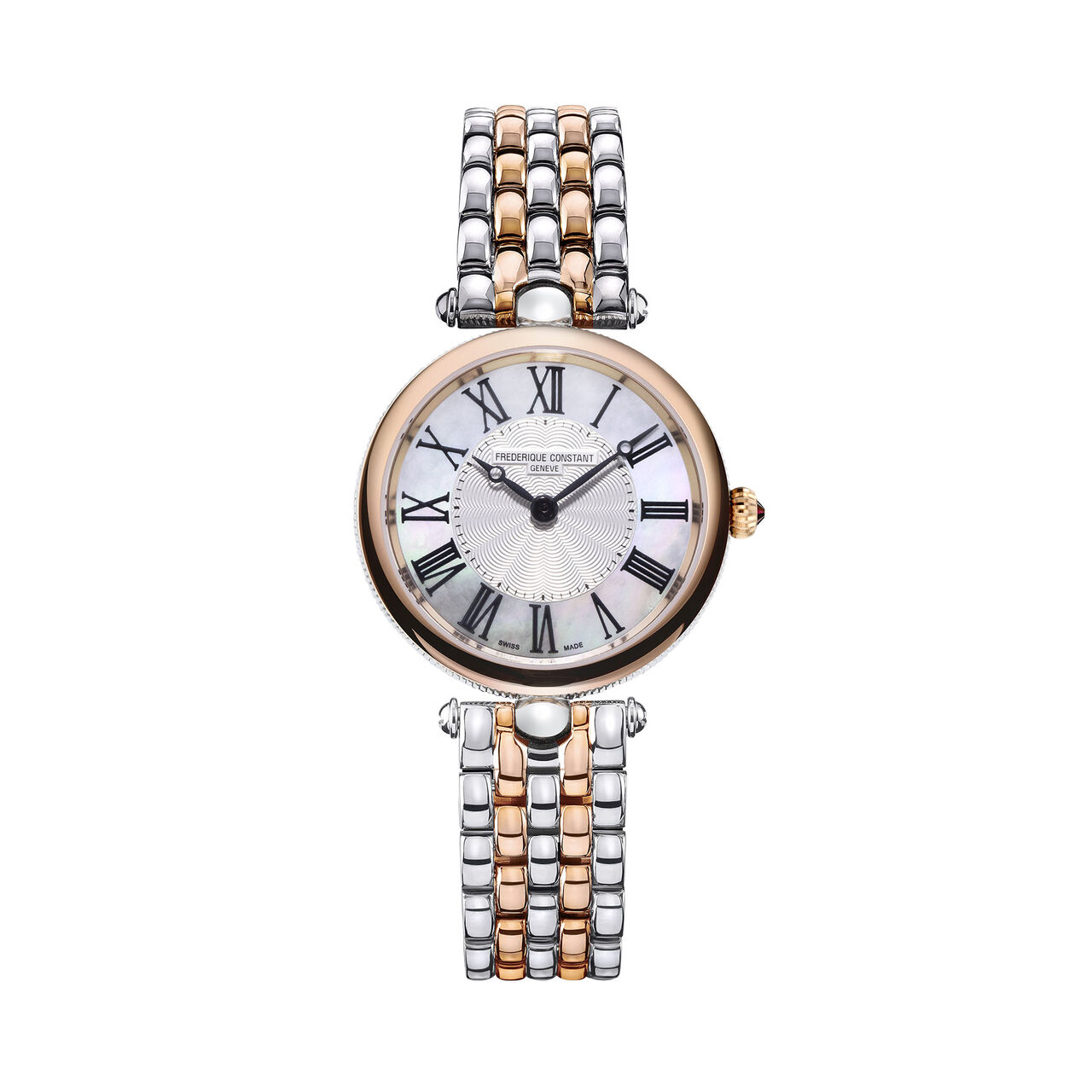 frederique constant classics round art deco quartz steel rose gold plated steel 30mm fc 200mpw2ar2b image number 0