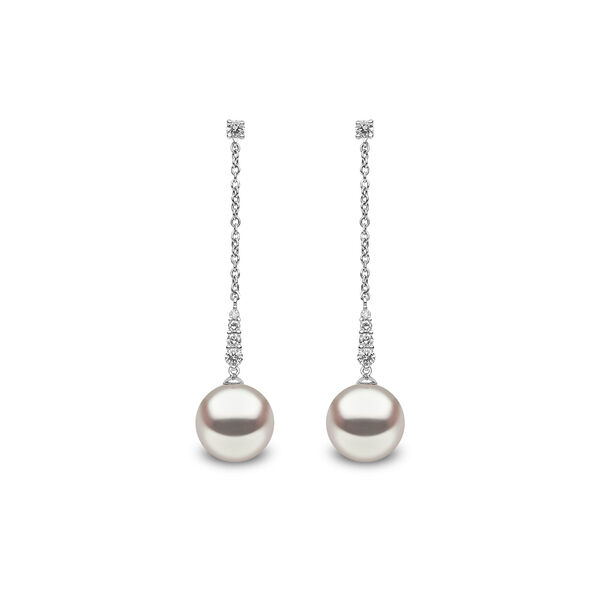 Trend White Gold Pearl and Diamond Earrings