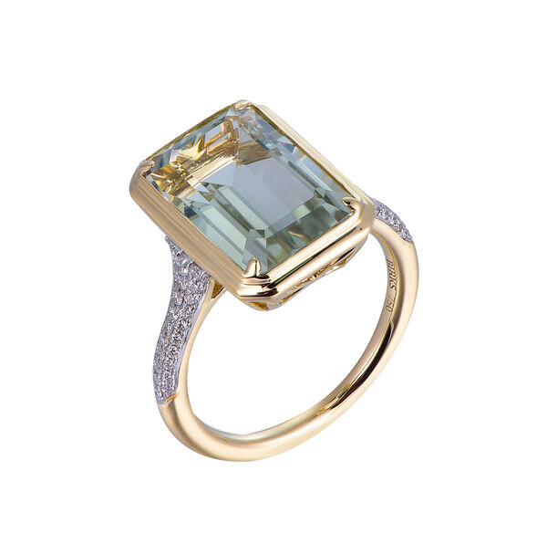 Bague Améthyste Verte en Or Jaune