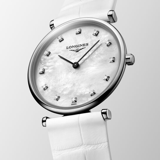longines quartz 29 mm stainless steel diamond l4.512.4.87.0 face angled image number 1