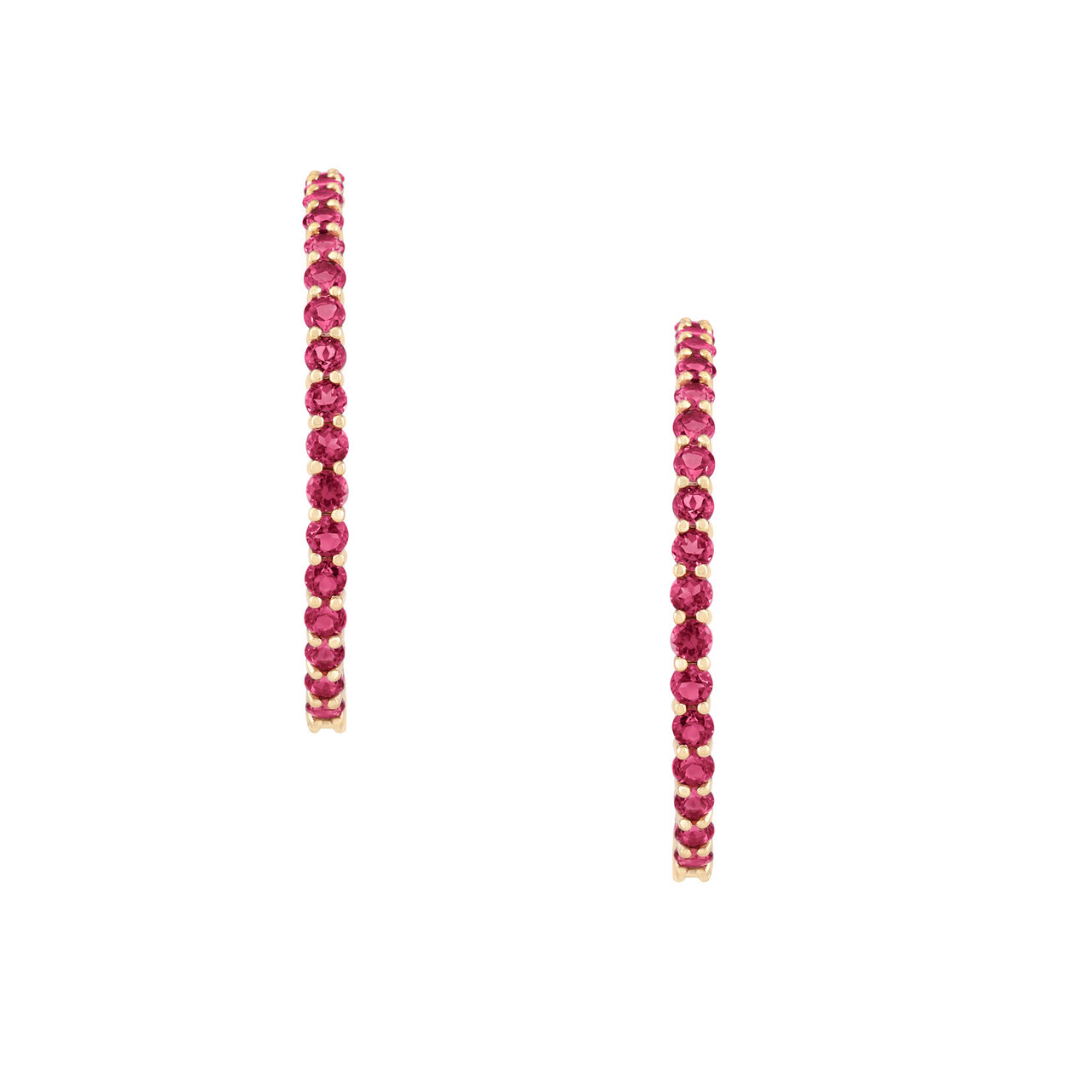 Boucle d'oreilles anneaux en or jaune avec tourmaline rose image number 1