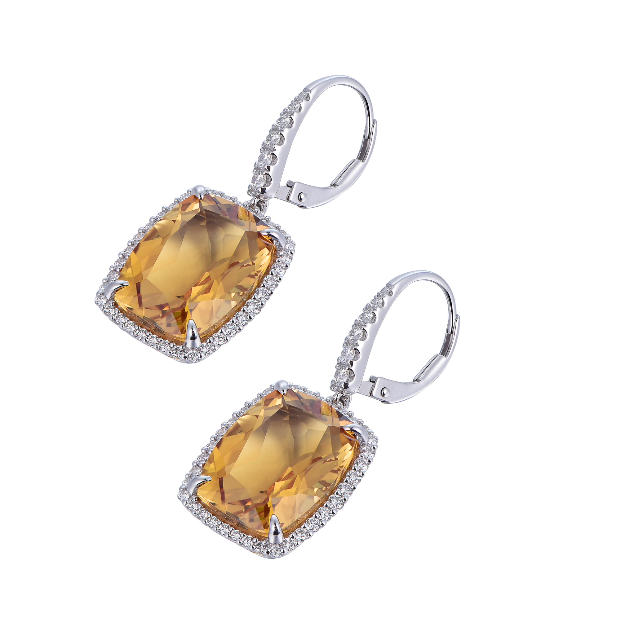 Citrine Earrings in White Gold