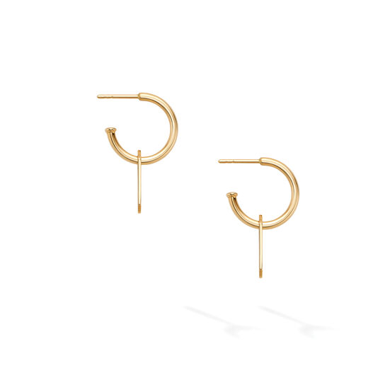 Yellow Gold Hoop Drop Earrings image number 1