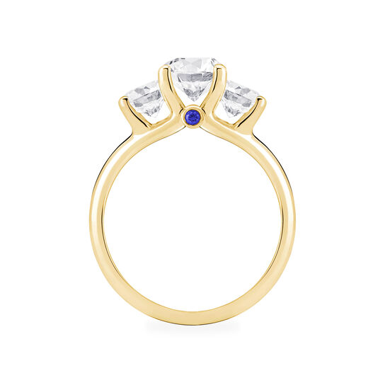 Round Three-Stone Diamond Engagement Ring with Sapphire Accent image number 2