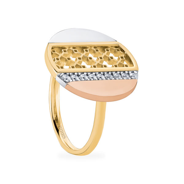 Tri-Gold Diamond Circle Ring