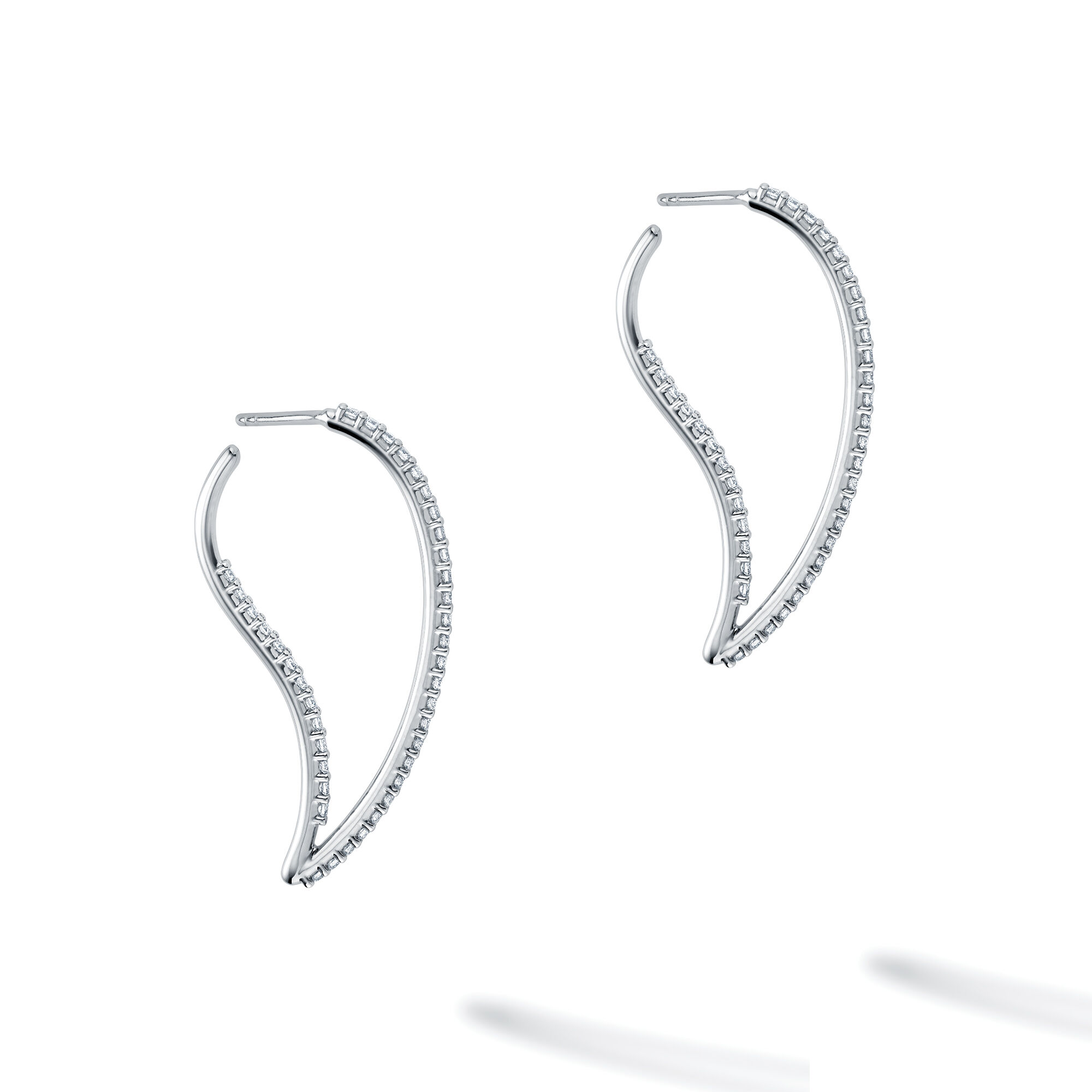 Birks Diamond and 18k White Gold Hoop Earrings