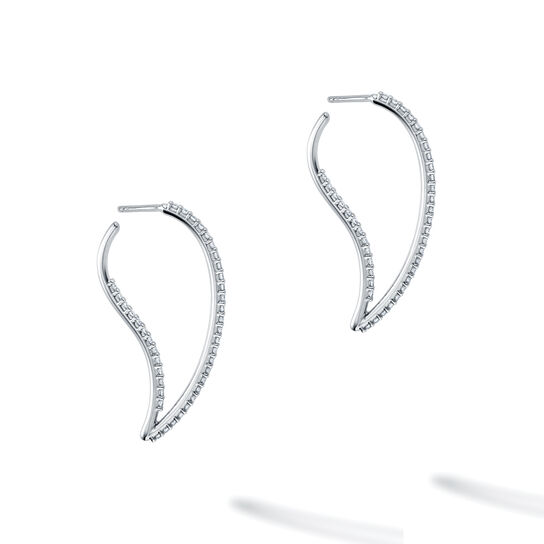 bijoux birks petale diamond and white gold hoop earrings image number 1