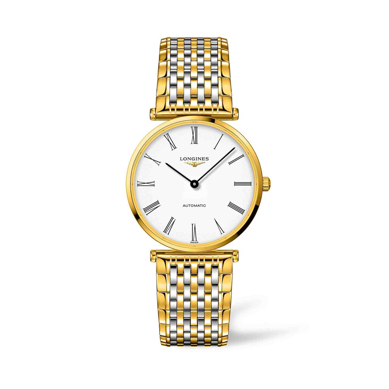 la grande classique de longines 36mm automatic stainless steel and yellow pvd white dial l49082117 image number 0