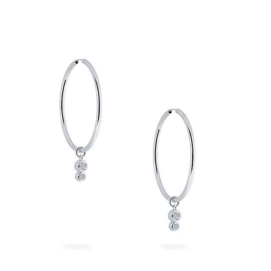 Diamond Bezel Drop Hoop Earrings image number 3