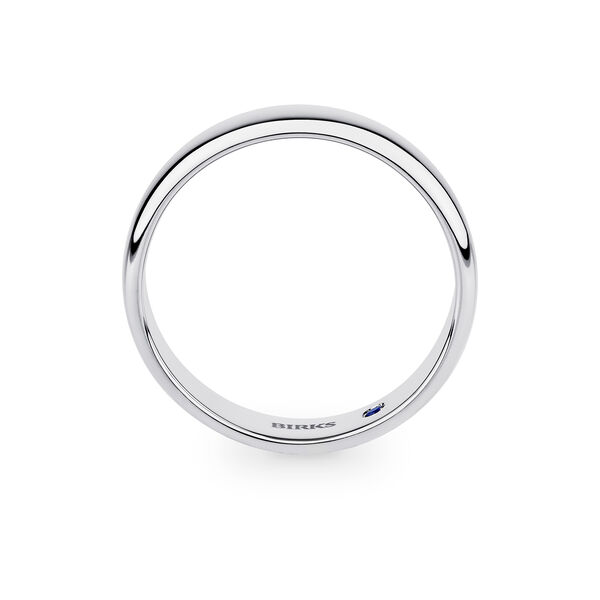 White Gold Wedding Band with Sapphire Accent, 5 mm