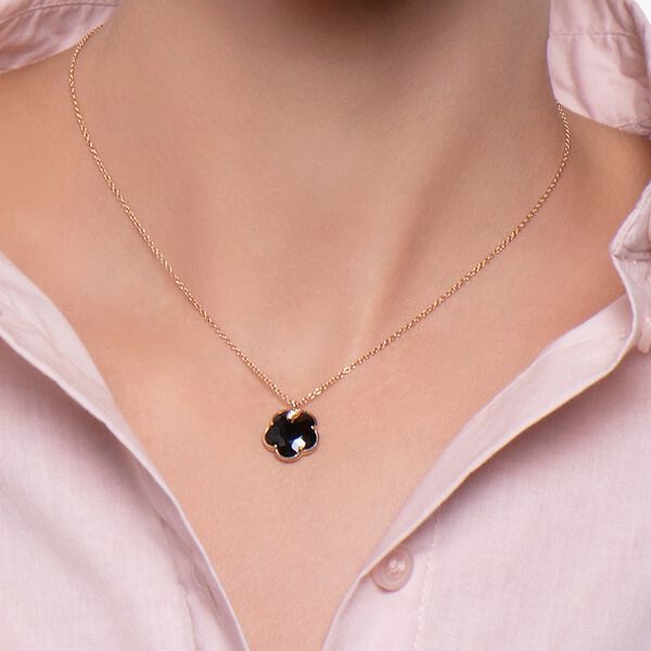 Pendentif Petit Joli en or rose avec onyx et diamants