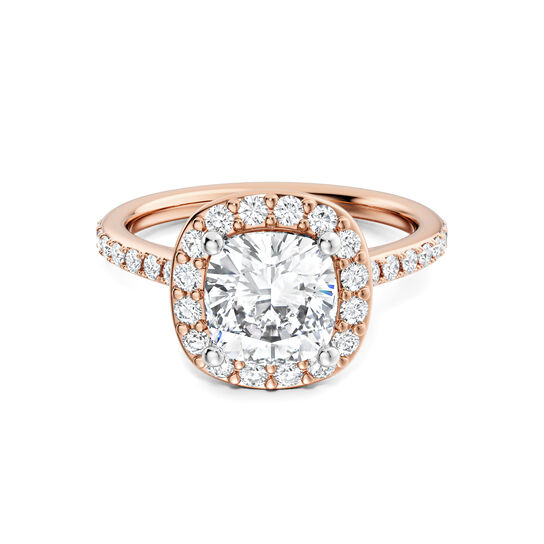 Birks Ros&eacute;e du Matin Cushion-Cut Diamond Engagement Ring with Halo and Pav&eacute; Band in Rose Gold image number 0