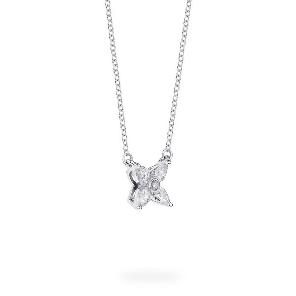 Floral Diamond Necklace in White Gold