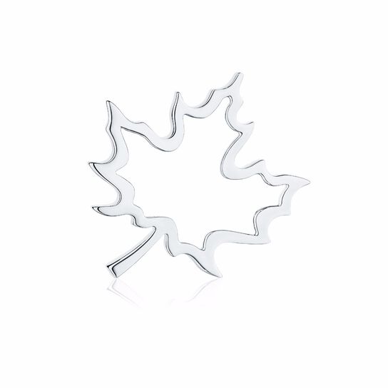 Front view of Birks Essentials maple leaf brooch in sterling silver image number 0