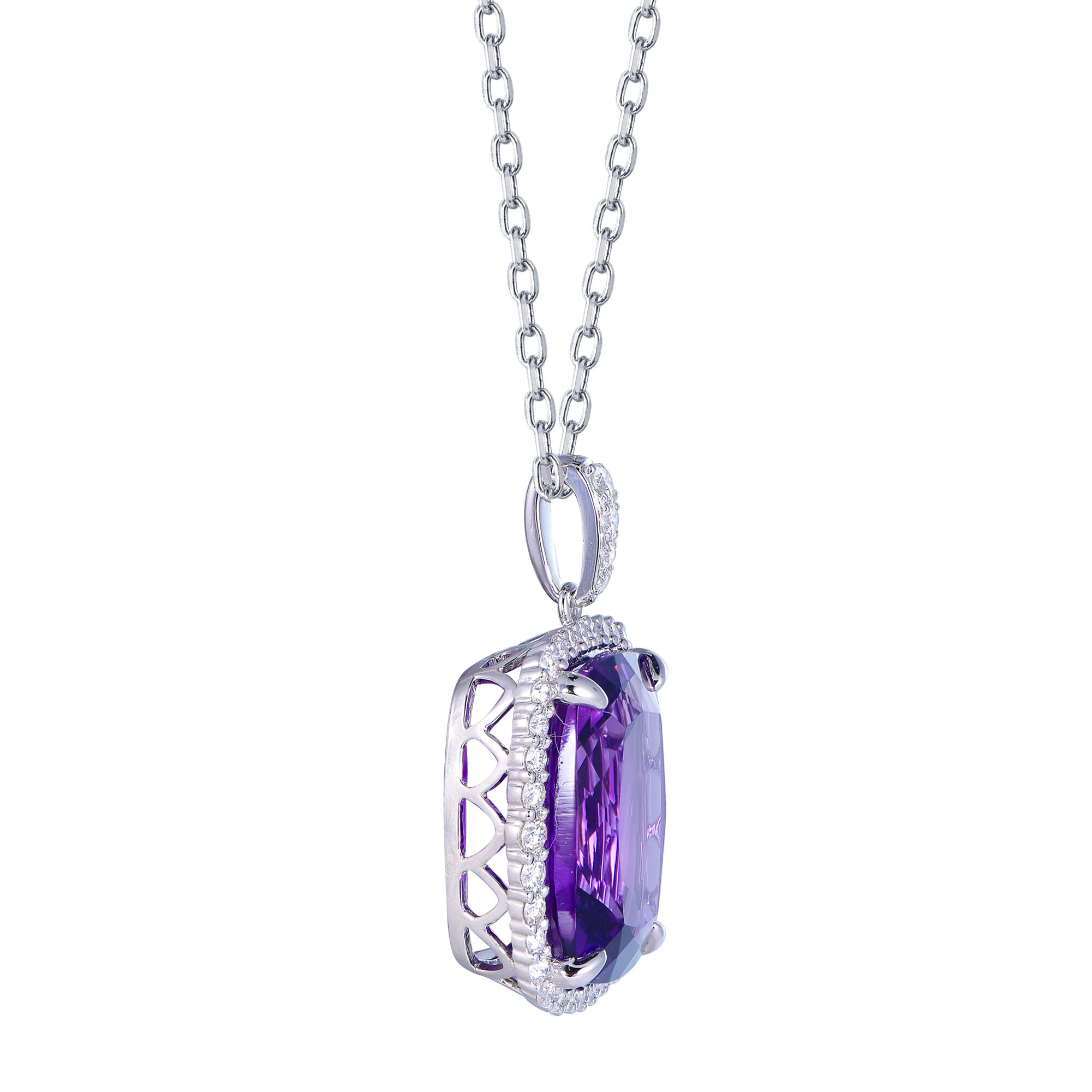 Amethyst Pendant in White Gold