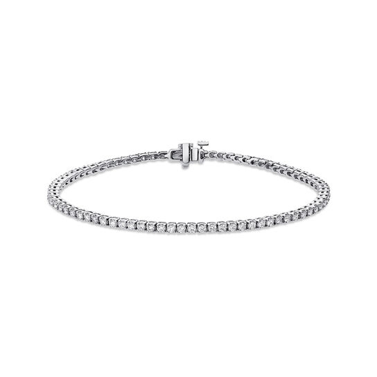 Bracelet de tennis en or blanc avec diamants image number 0