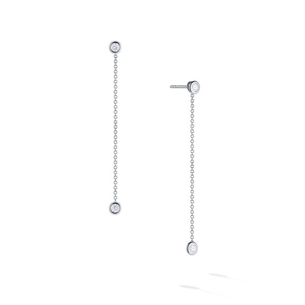 Boucles d'oreilles balanciers en or blanc avec pendeloque en diamant