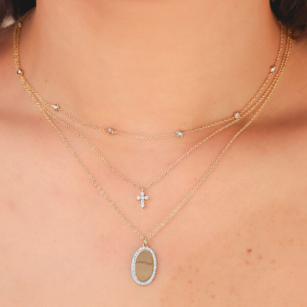 Yellow Gold and Diamond Pav&eacute; Cross Pendant
