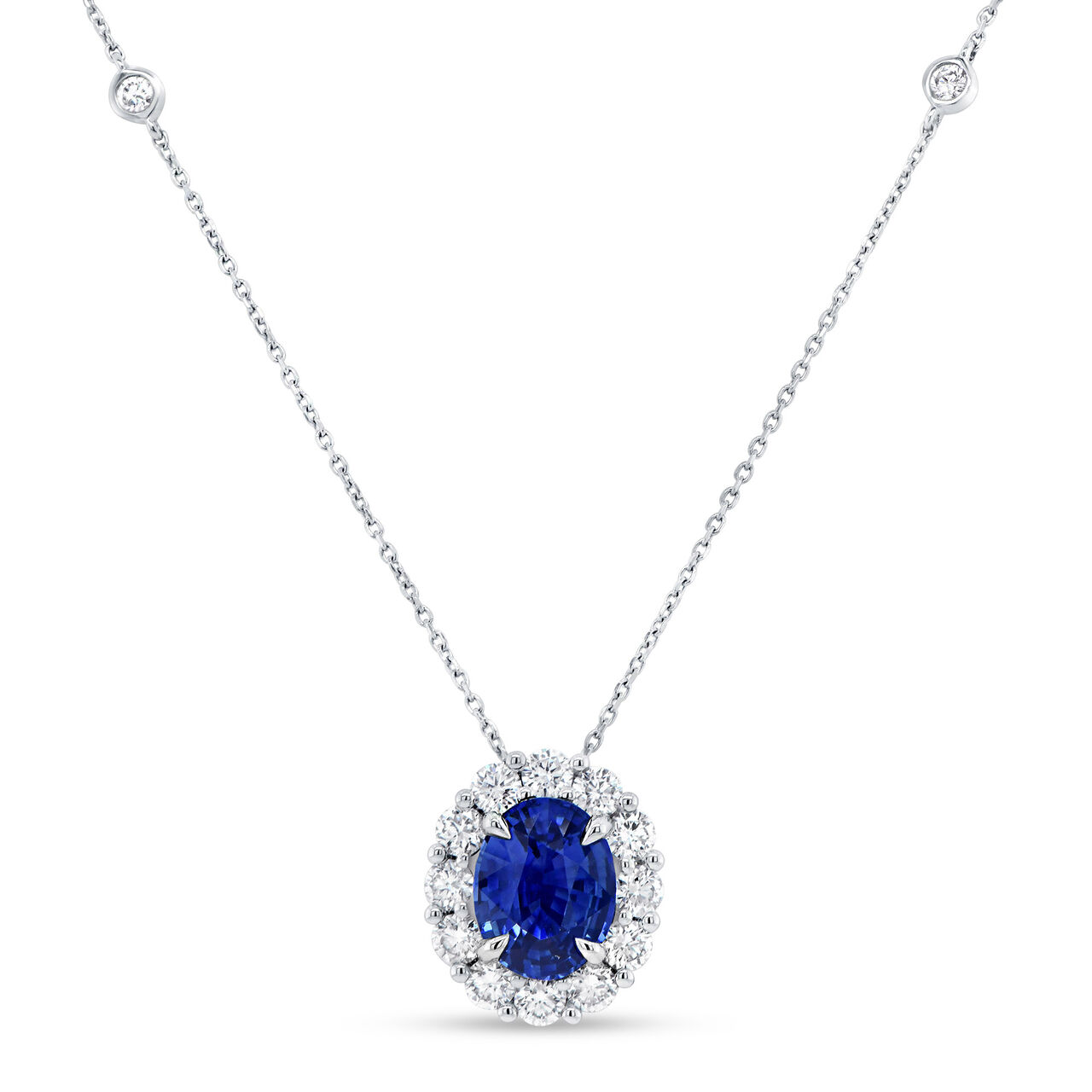 Uneek High Jewellery White Gold, Blue Sapphire and Diamond Pavé Pendant image number 0