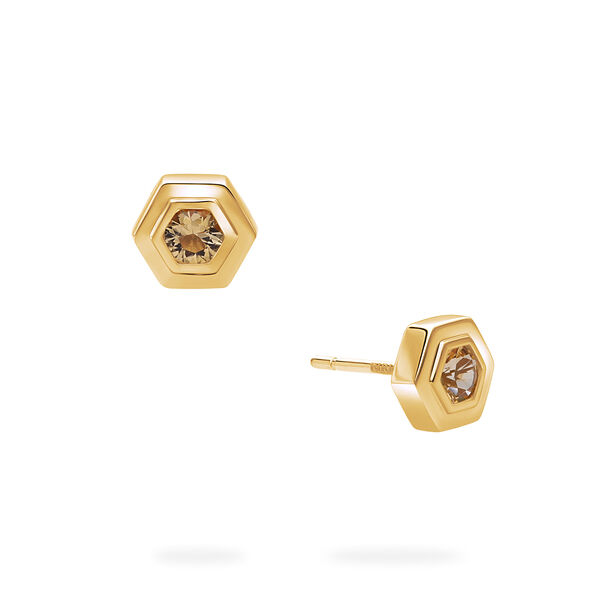 Yellow Gold Birthstone Earrings, Citrine