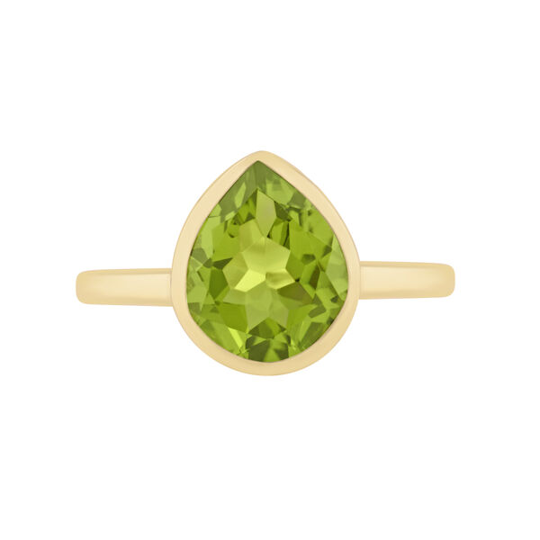 Bezel Set Pear Shape Peridot Ring