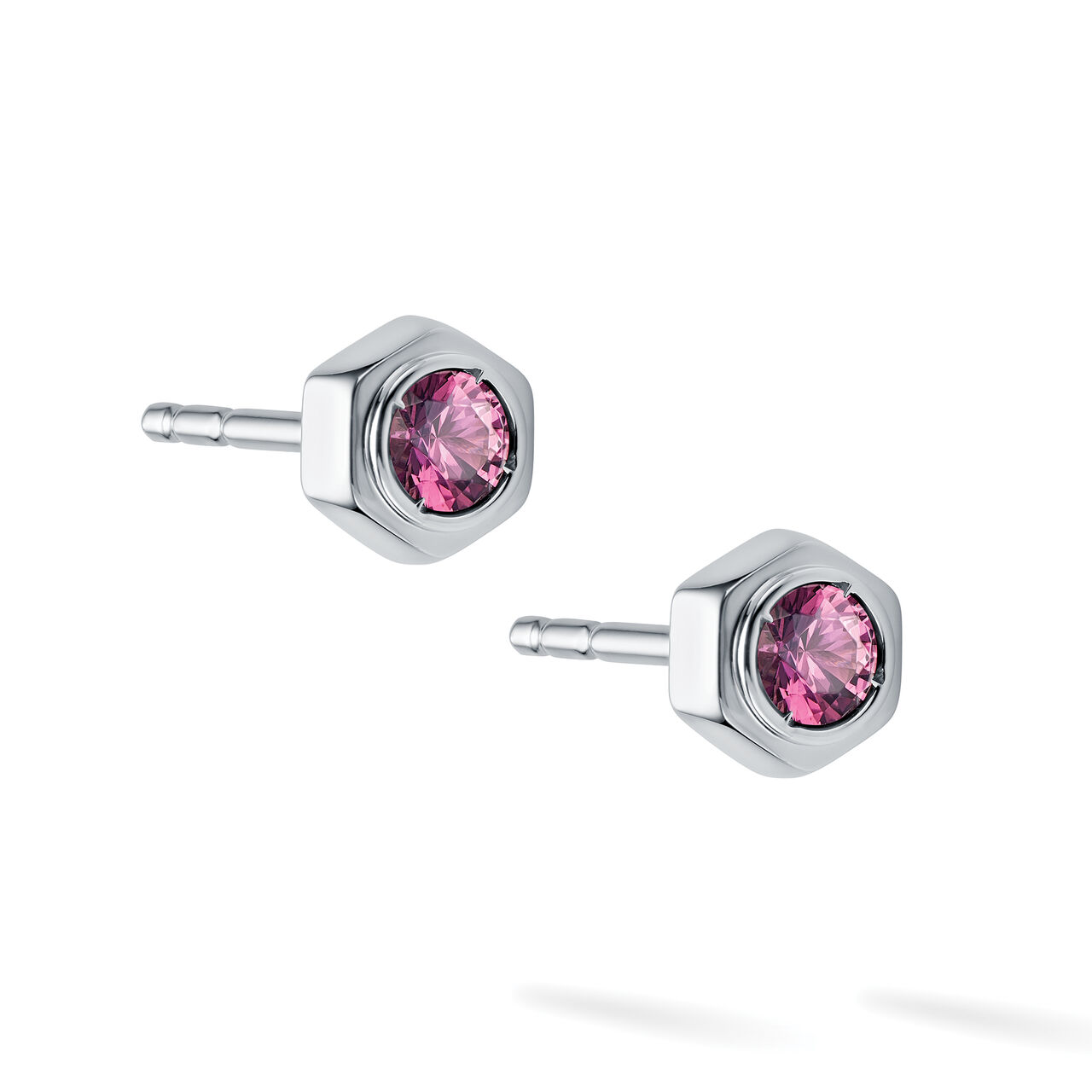 Ruby and Silver Stud Earrings image number 1