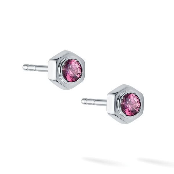 Ruby and Silver Stud Earrings