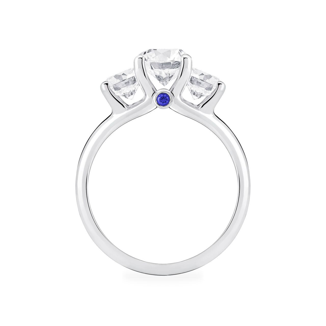 Birks Blue Three Stone Engagement Ring Standing image number 2