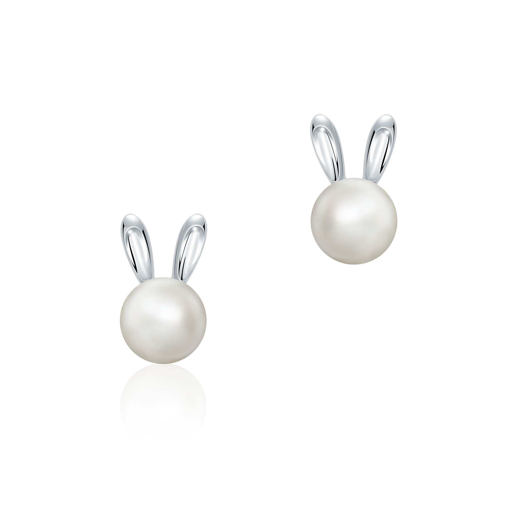 Birks Essentials Freshwater Pearl and Silver Arctic Hare Stud Earrings