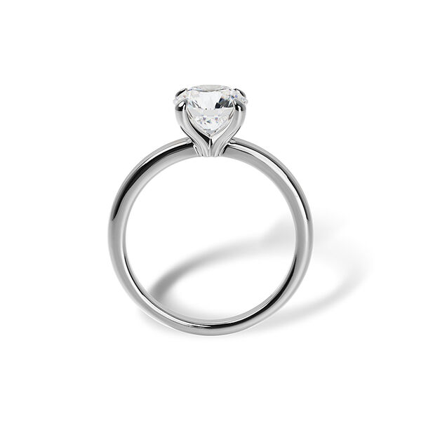 Bague de fiançailles à diamant solitaire rond en or blanc
