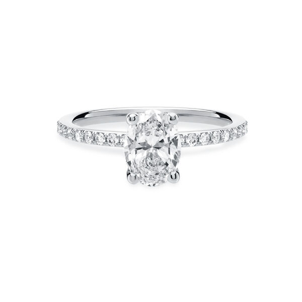 Oval Cut Diamond Engagement Ring with Diamond Band