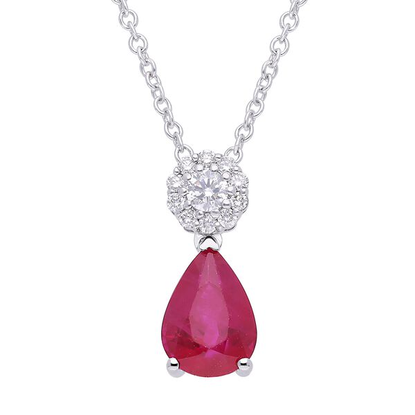 Pendentif goutte d'eau avec rubie et diamants