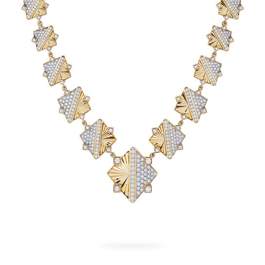 Birks Muse Exceptional Guilloché Yellow Gold and Diamond Necklace image number 2
