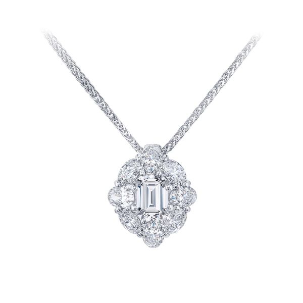 Platinum Emerald-Cut Diamond Pendant