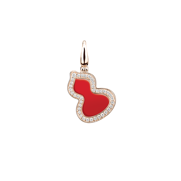 Wulu Small Rose Gold, Red Agate and Diamond Pavé Charm