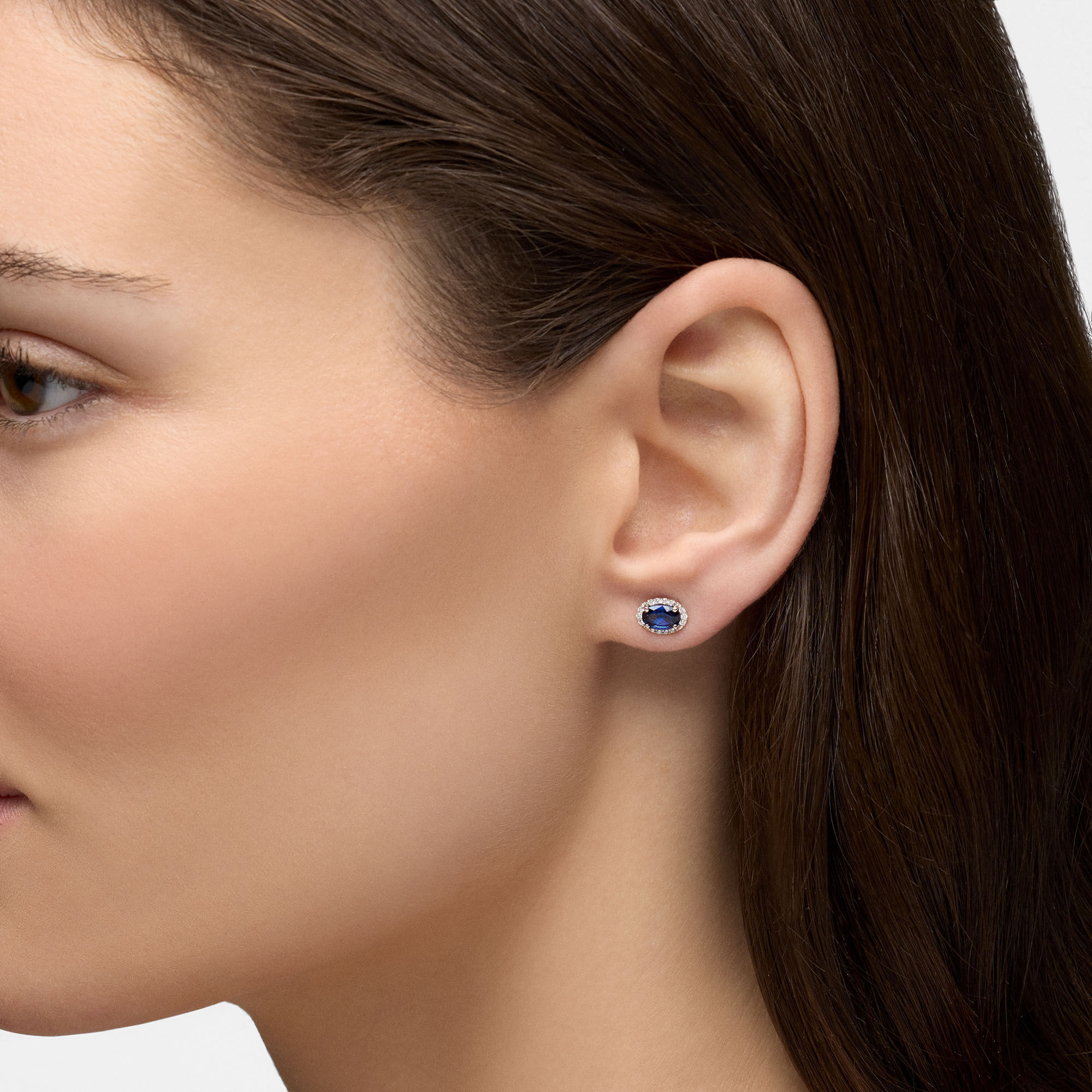 White Gold Sapphire and Diamond Stud Earrings