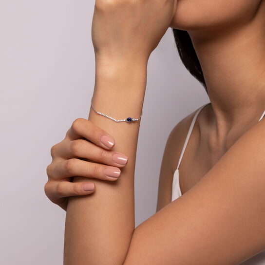 Splash Diamond and Sapphire Chevron Bracelet on model image number 1