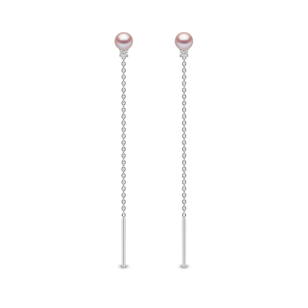 Sleek White Gold Pearl and Diamond Earrings image number 0