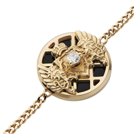 Emblem Yellow Gold Diamond and Onyx Bracelet image number 3