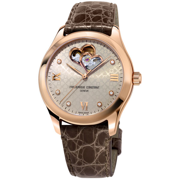 Ladies Double Heart Beat Automatic Rose Gold Plated Steel 36mm