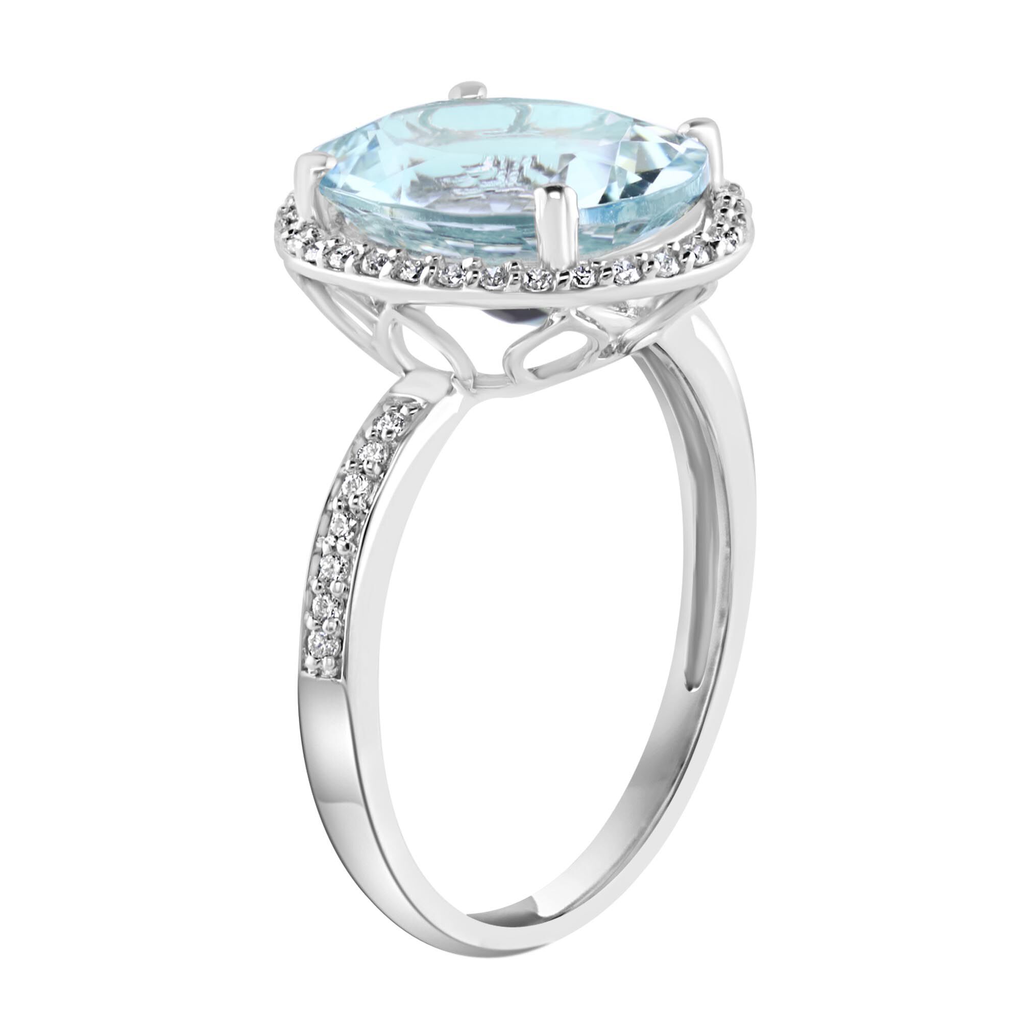 Maison Birks Salon White Gold Aquamarine and Diamond Ring