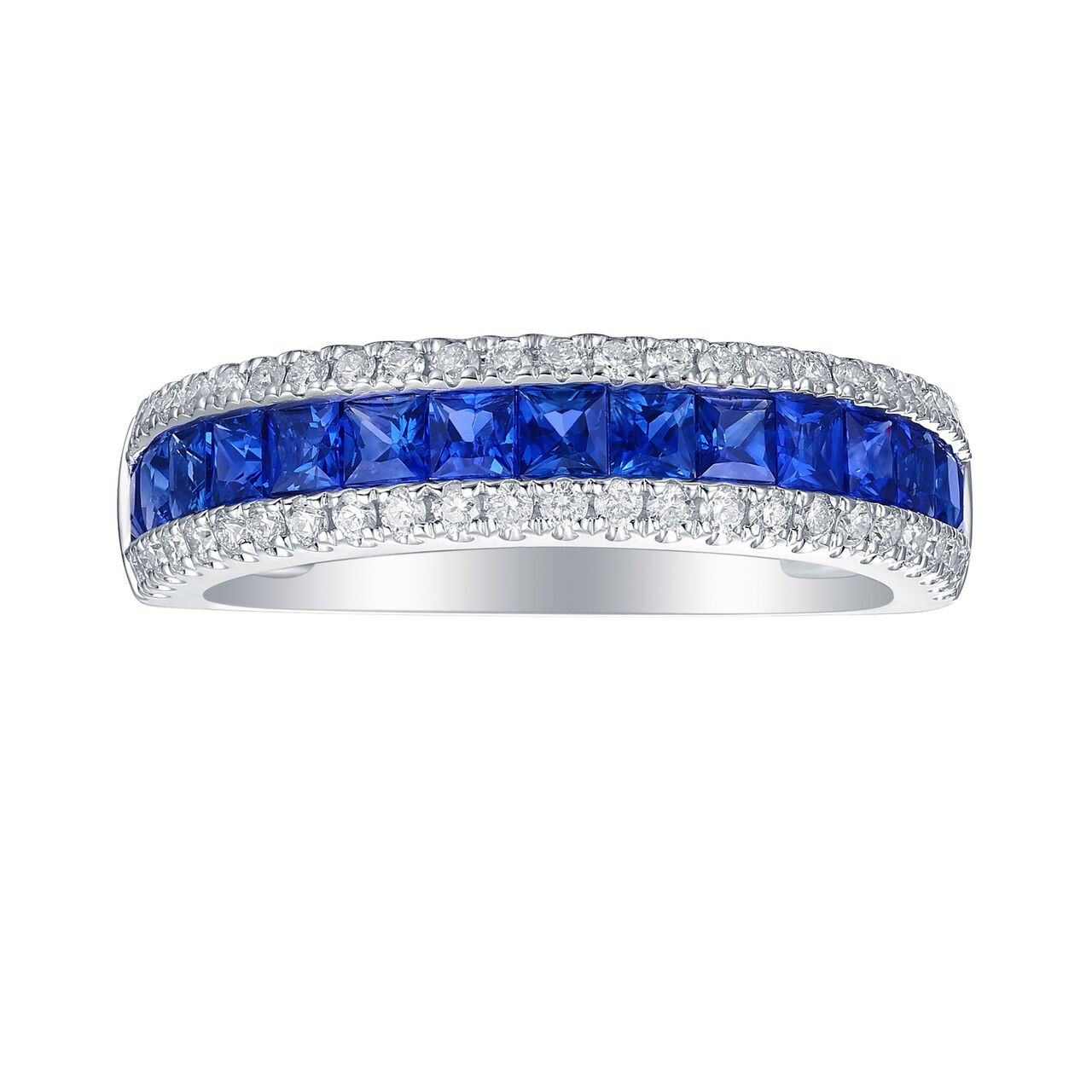 Blue Sapphire and Diamond Ring in White Gold image number 0