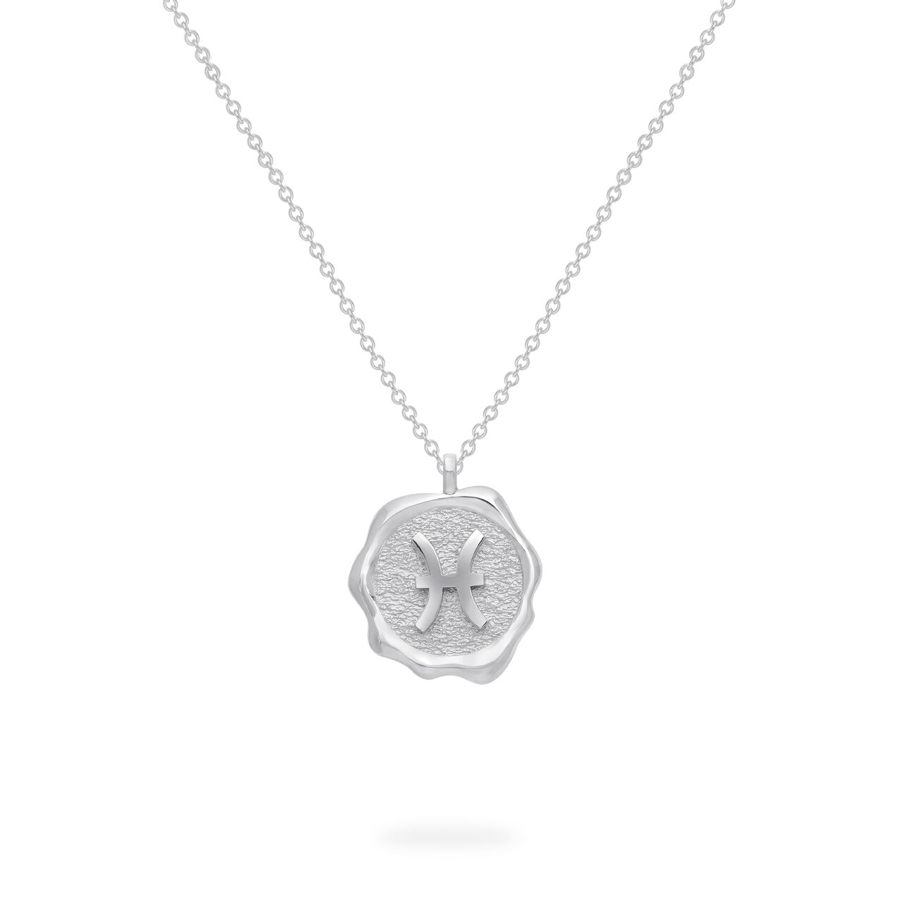 Pisces Zodiac Sign Silver Pendant Back image number 1