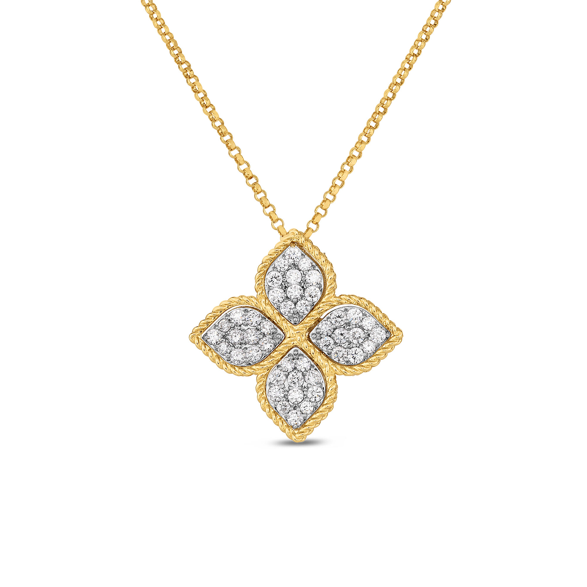 Princess Flower Large Yellow Gold Diamond Pendant