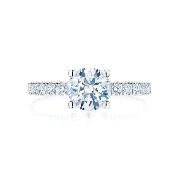 Round Solitaire Diamond Engagement Ring with Diamond Band