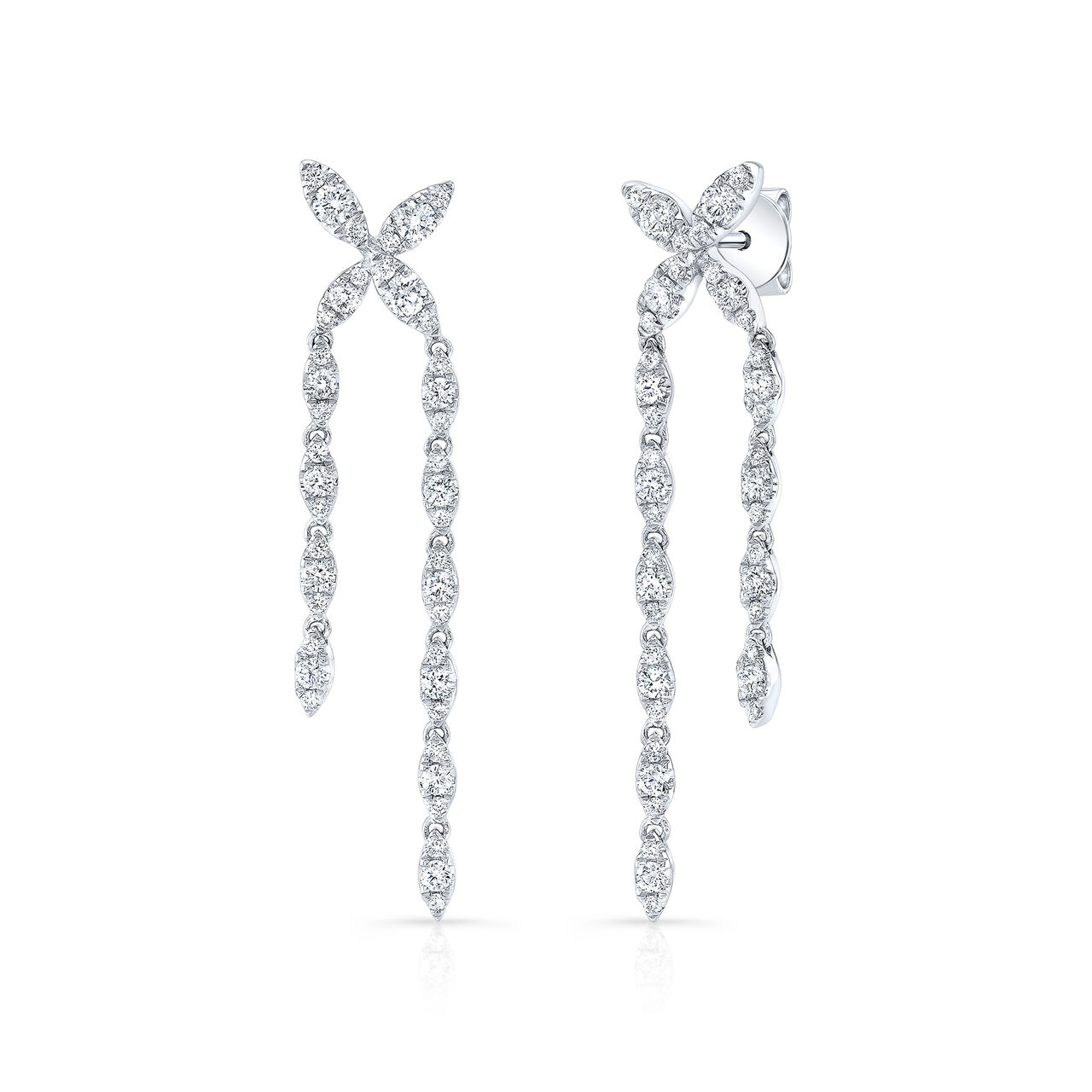 Uneek High Jewellery White Gold and Diamond Pavé Drop Earrings image number 0