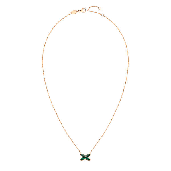 Pendentif Jeux De Liens en or rose avec malachite et diamant