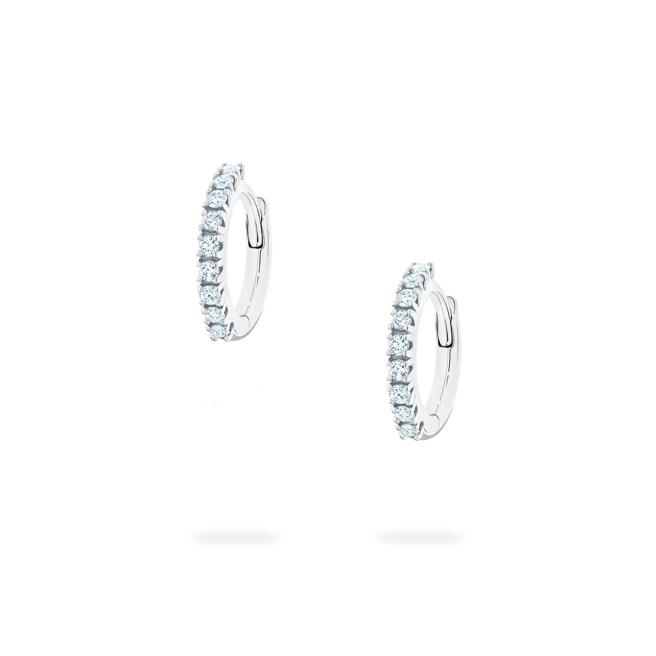 bijoux birks iconic white gold and diamond rosee du matin huggie earrings image number 0