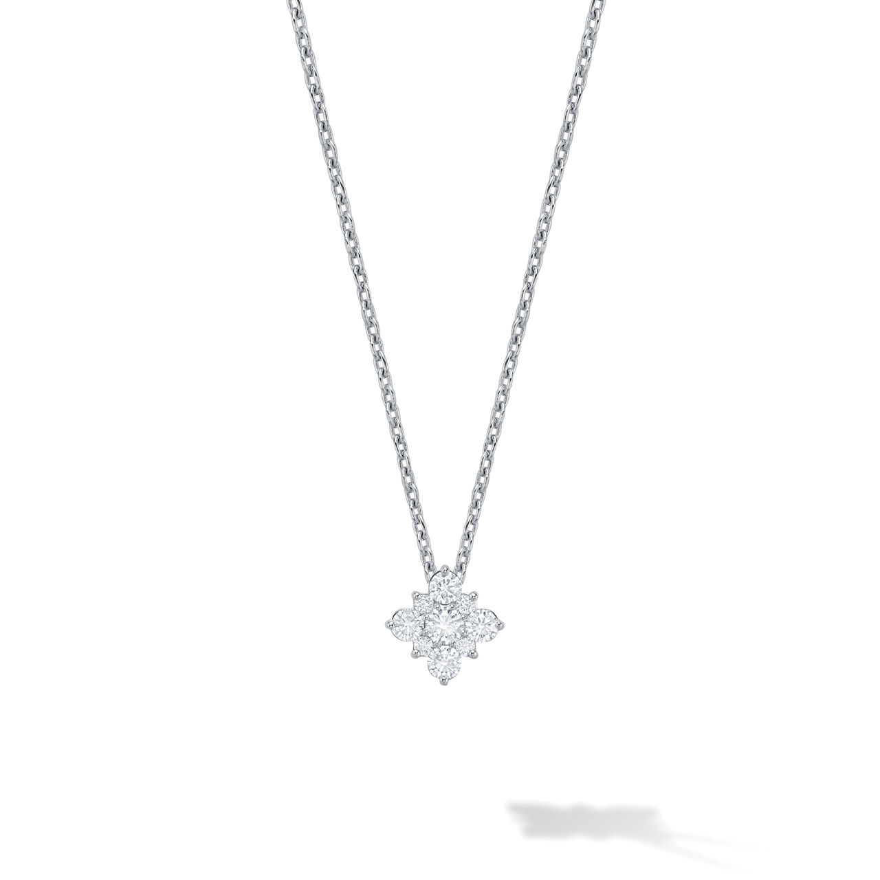 bijoux birks snowflake cluster diamond necklace in white gold image number 0