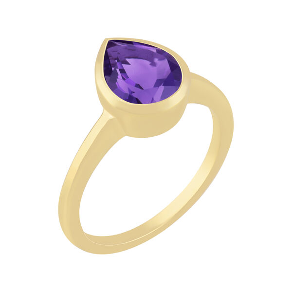 Bezel Set Pear Shape Amethyst Ring